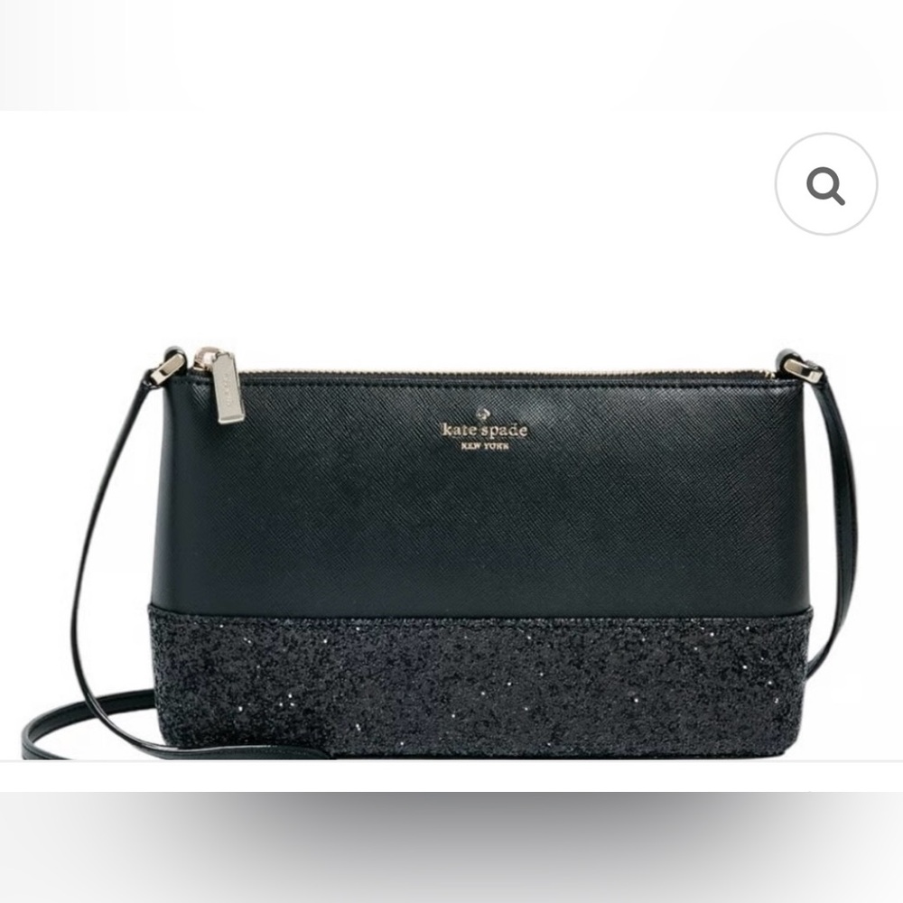 Kate Spade Flash Glitter Fabric Mixed Mat Black Crossbody Bag NWT